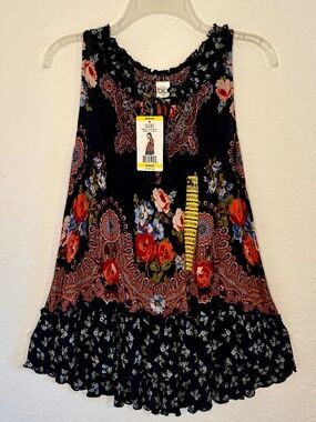 NEW Bila Sleeveless BoHo Tunic Floral Top NWT, Size M